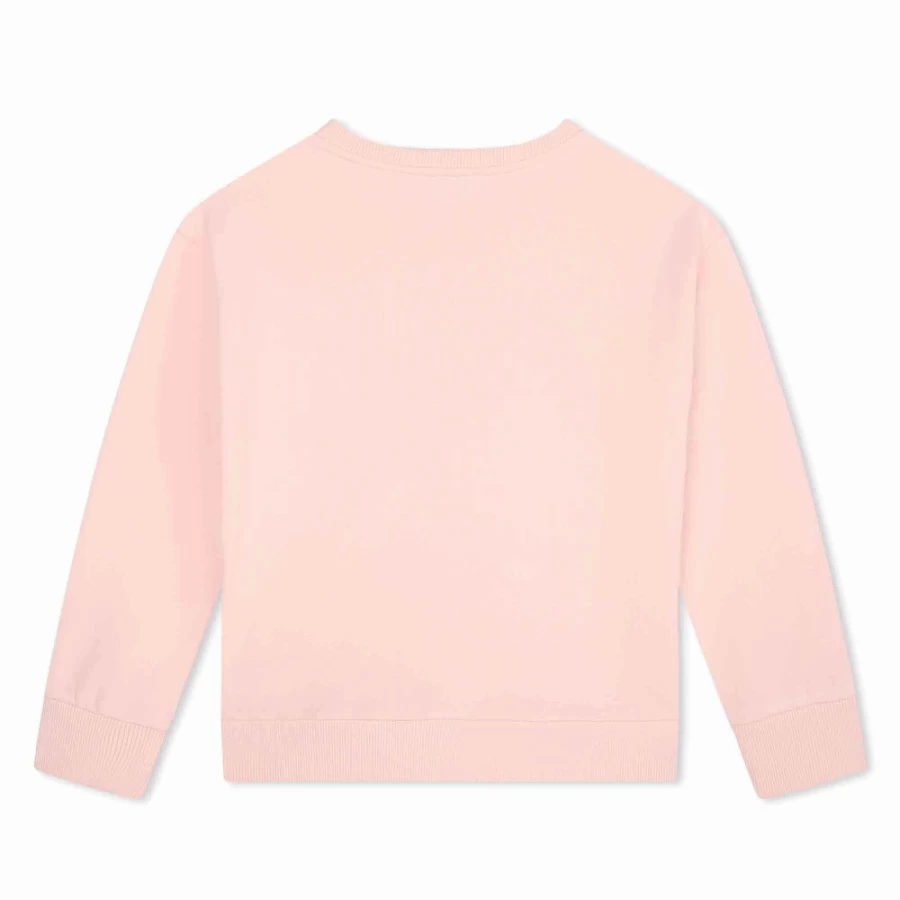 LANVIN Girls Washed Pink Fleece Sweatshirt - Soft & Cozy Pullover for Kids