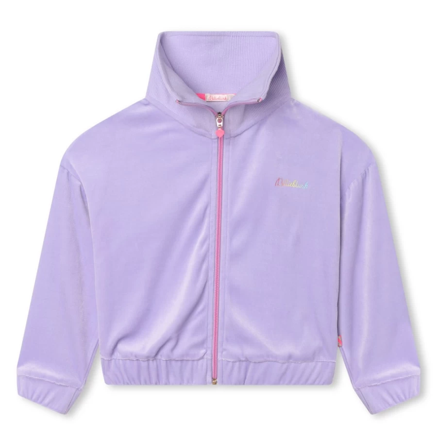 BILLIEBLUSH Lilac Velvet Zip-Up Sweatshirt for Girls