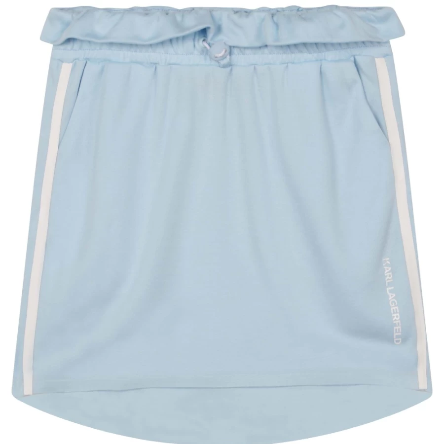 KARL LAGERFELD KIDS Girls' Pale Blue Short Straight Skirt With Embroidered Logo