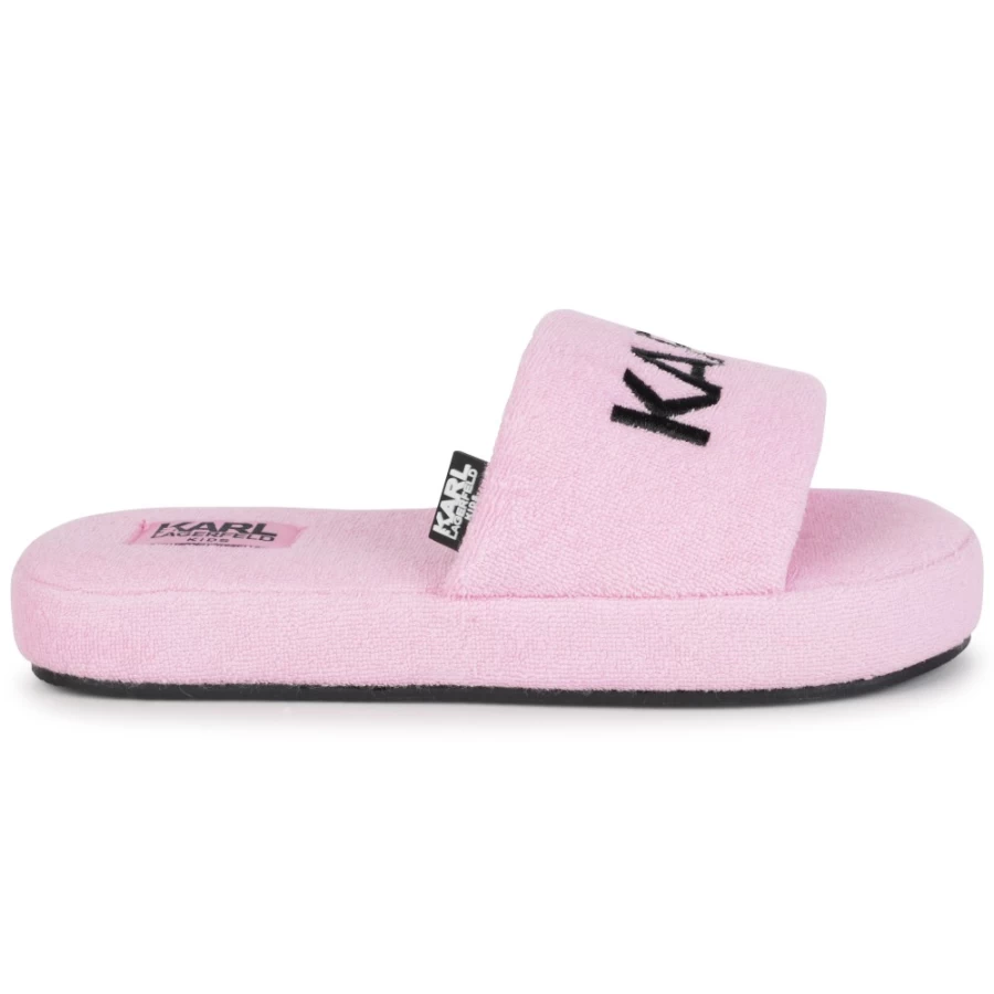 KARL LAGERFELD KIDS Pink Terry Cloth Slippers for Girls - Soft & Comfortable