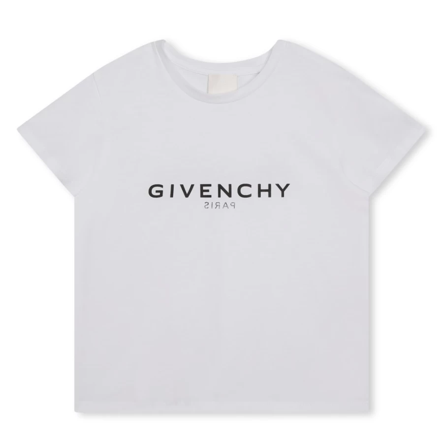 Givenchy White Mirror Print T-Shirt for Girls