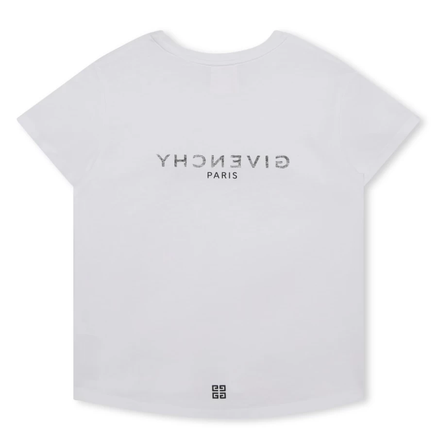 Givenchy White Mirror Print T-Shirt for Girls