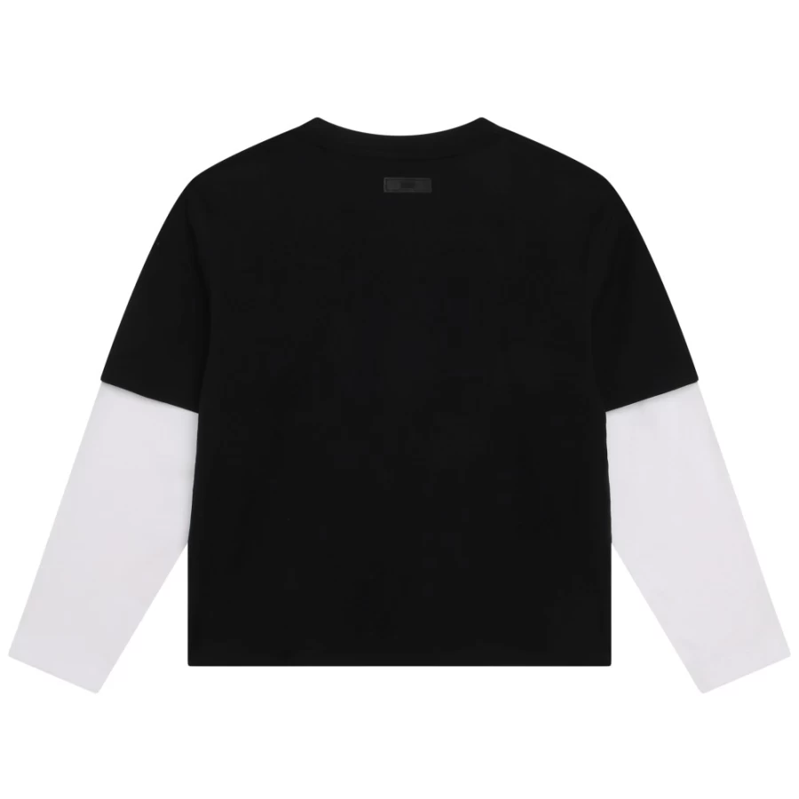 DKNY Girls' Black Long-Sleeve T-Shirt for Kids - Stylish & Comfortable Top