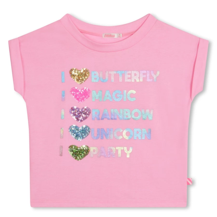 BILLIEBLUSH Pink Short-Sleeved T-Shirt for Girls - Casual Cotton Tee