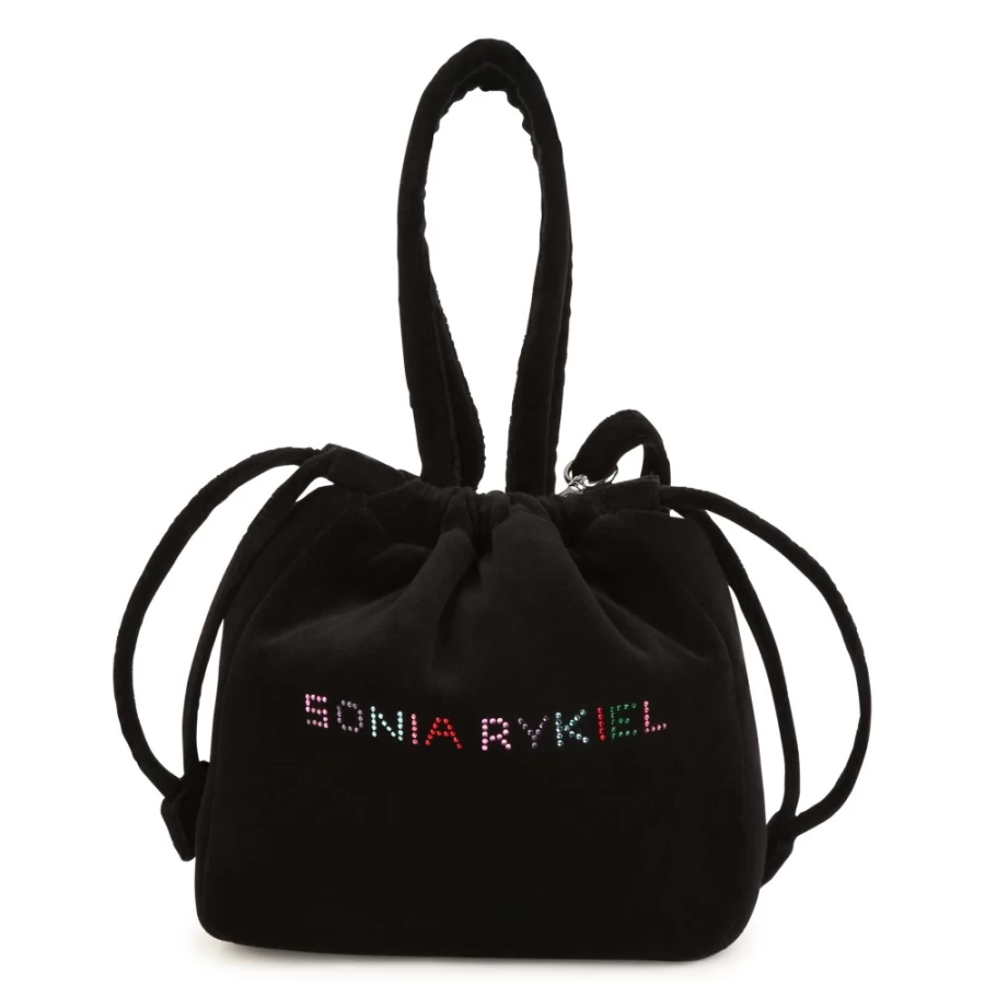 SONIA RYKIEL Black Velvet Shoulder Bag for Women - Elegant Handbag for Girls