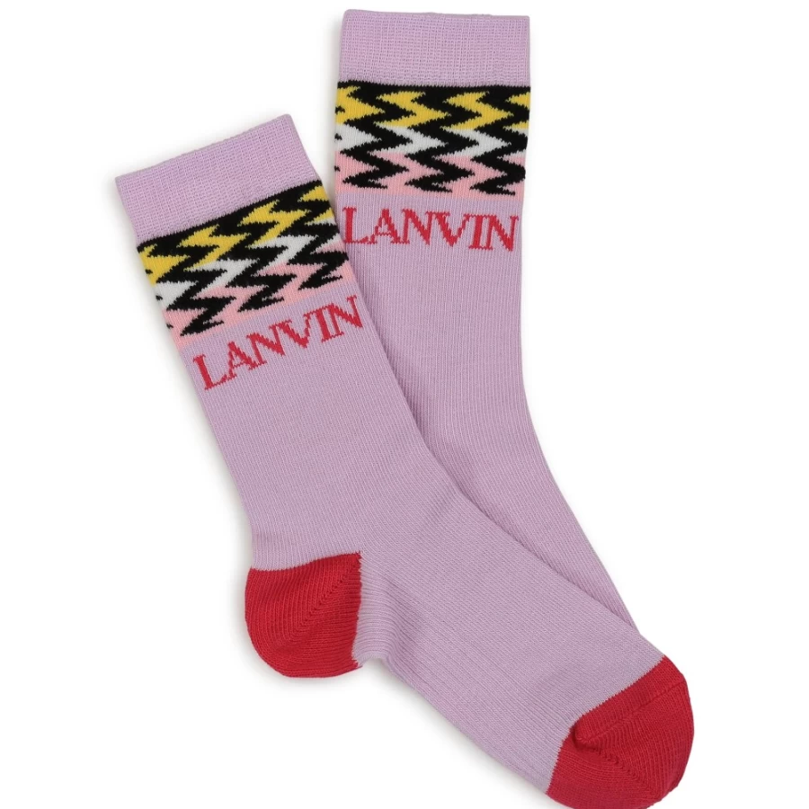 LANVIN Lilac Knitted Socks for Girls - Multicolored Design