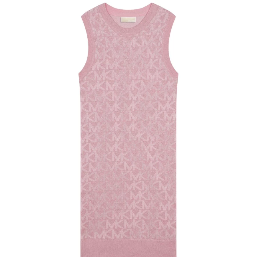 MICHAEL KORS Girls Pink Washed Knitted Long Dress