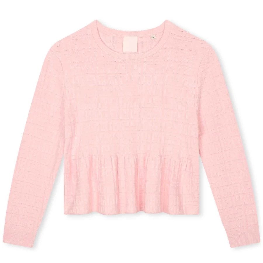 Givenchy Marshmallow Frilled Knit Jumper for Girls - Elegant Lace Detail Sweater