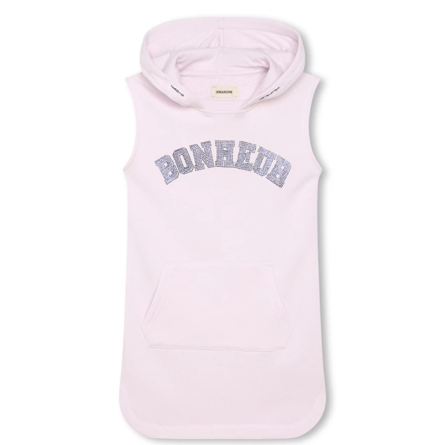 ZADIG & VOLTAIRE Girls Lilac Hooded Fleece Dress - Soft Warm Pullover Dress for Kids