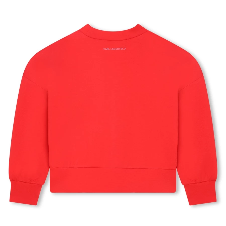 KARL LAGERFELD KIDS Red High-Neck Sweatshirt for Girls - Cozy Pullover Fleece Top