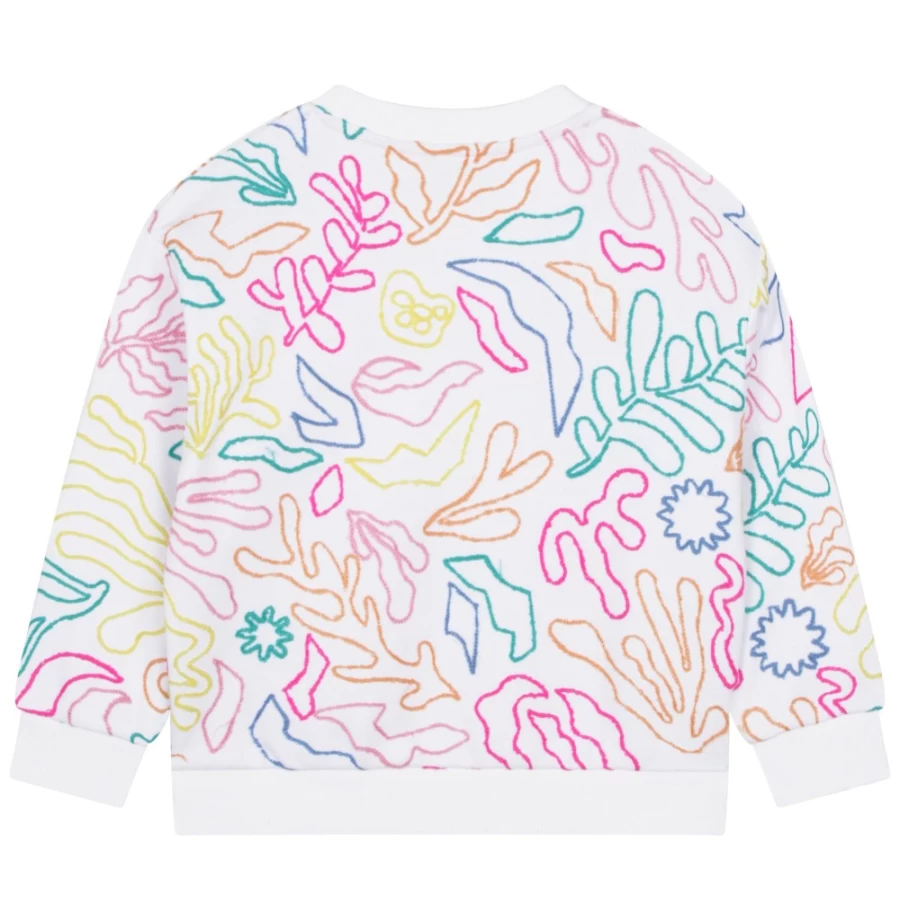 MARC JACOBS Girls White Cotton Fleece Sweatshirt - Soft Cozy Pullover Top
