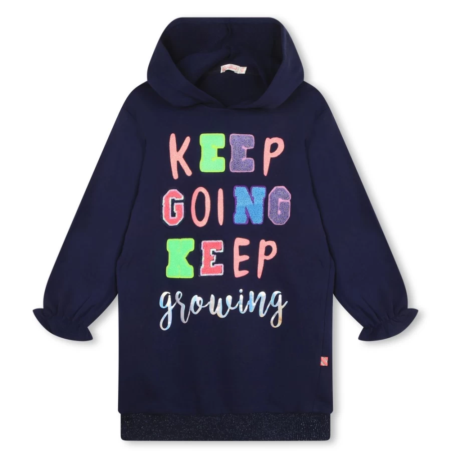 BILLIEBLUSH Navy Hooded Sweatshirt Dress for Girls - Cozy Casual Pullover Hoodie Dress