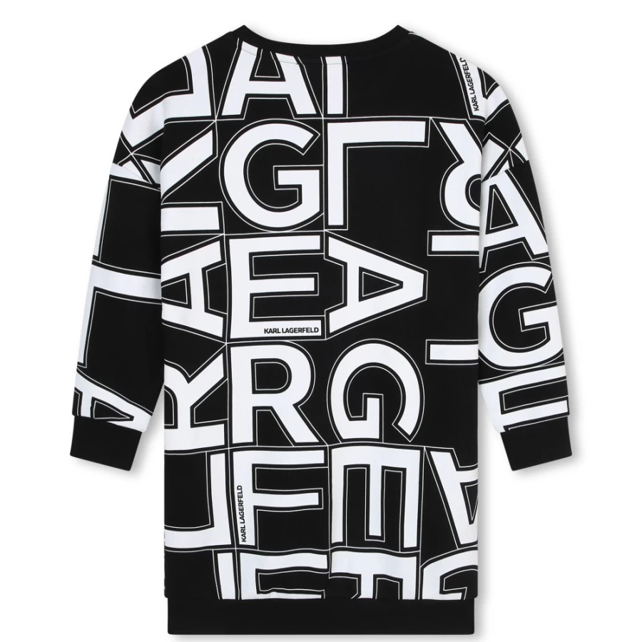 KARL LAGERFELD KIDS Black Straight Long-Sleeved Dress for Girls