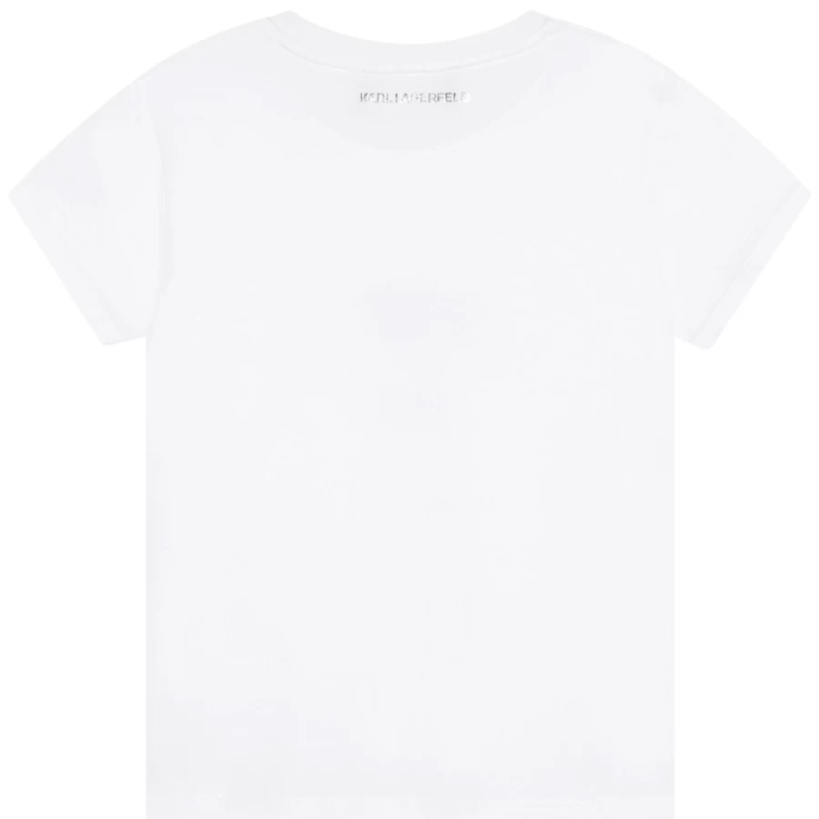 KARL LAGERFELD KIDS Girls' White and Yellow Short-Sleeved Cotton T-Shirt