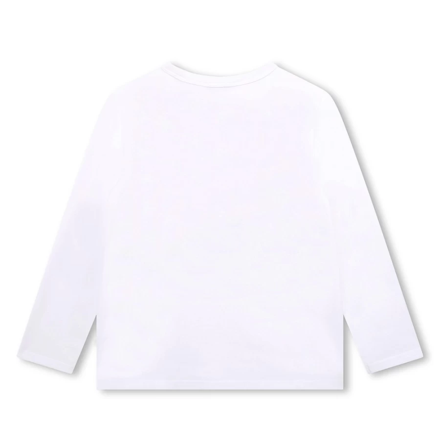 MARC JACOBS Girls White Long-Sleeved Cotton T-Shirt for Casual Wear