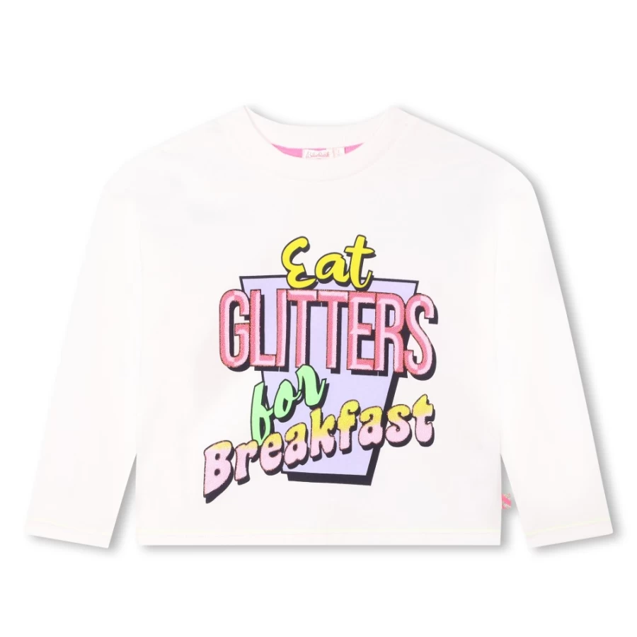 BILLIEBLUSH Girls Ivory Long Sleeve T-Shirt for Kids Casual Comfortable Top