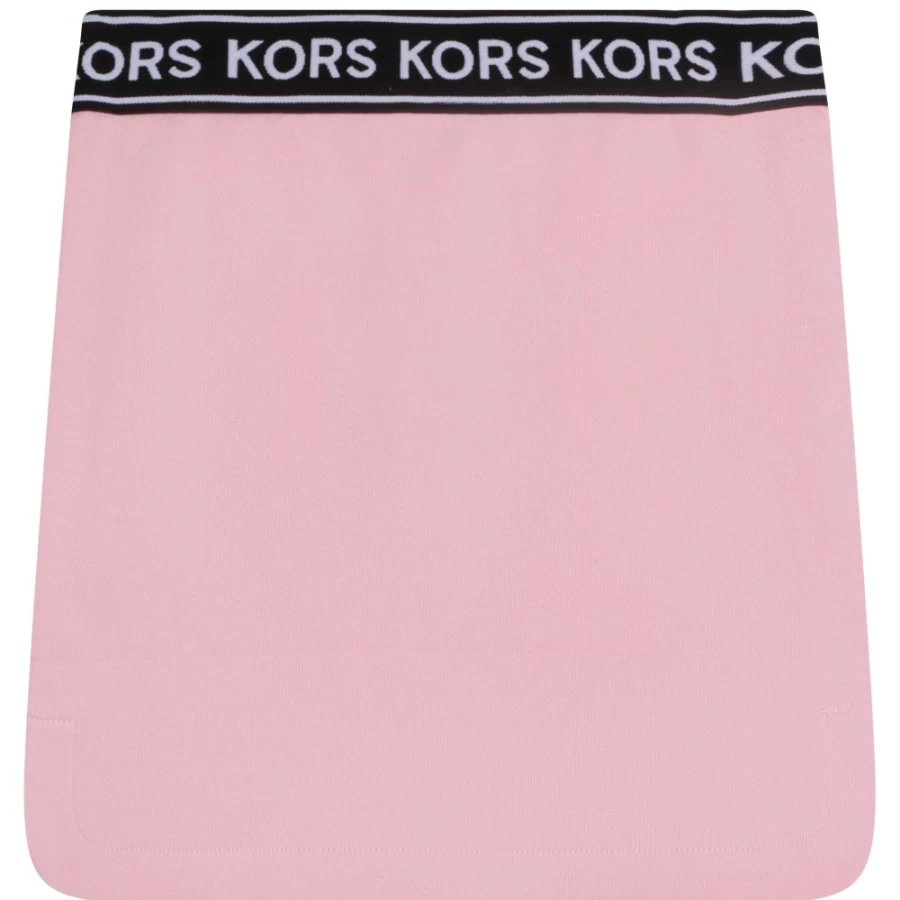 MICHAEL KORS Girls Pink Washed Cotton-Fleece Straight Skirt for Kids