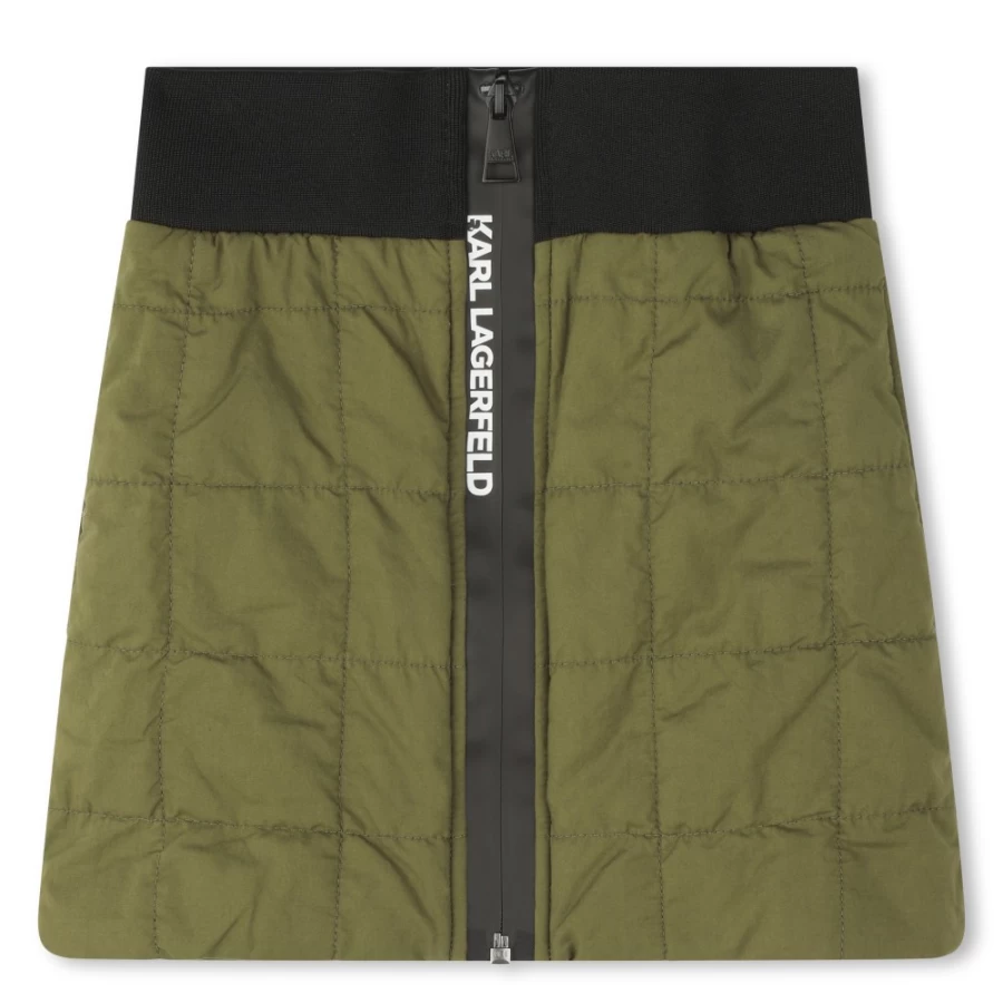 KARL LAGERFELD KIDS Girls' Khaki Cotton Padded Skirt for Winter