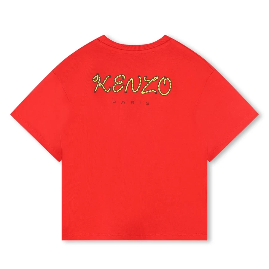 KENZO KIDS Girls Bright Red Short Sleeve Tee-Shirt - Casual Cotton Top for Kids