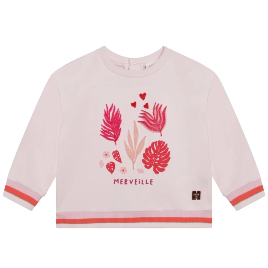 CARREMENT BEAU Girls Apricot Printed Round-Neck Sweatshirt