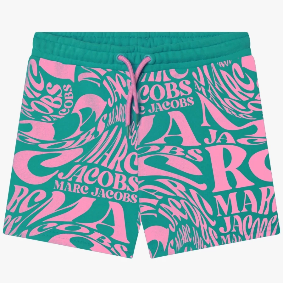 MARC JACOBS Green Two-Toned Fleece Shorts for Girls