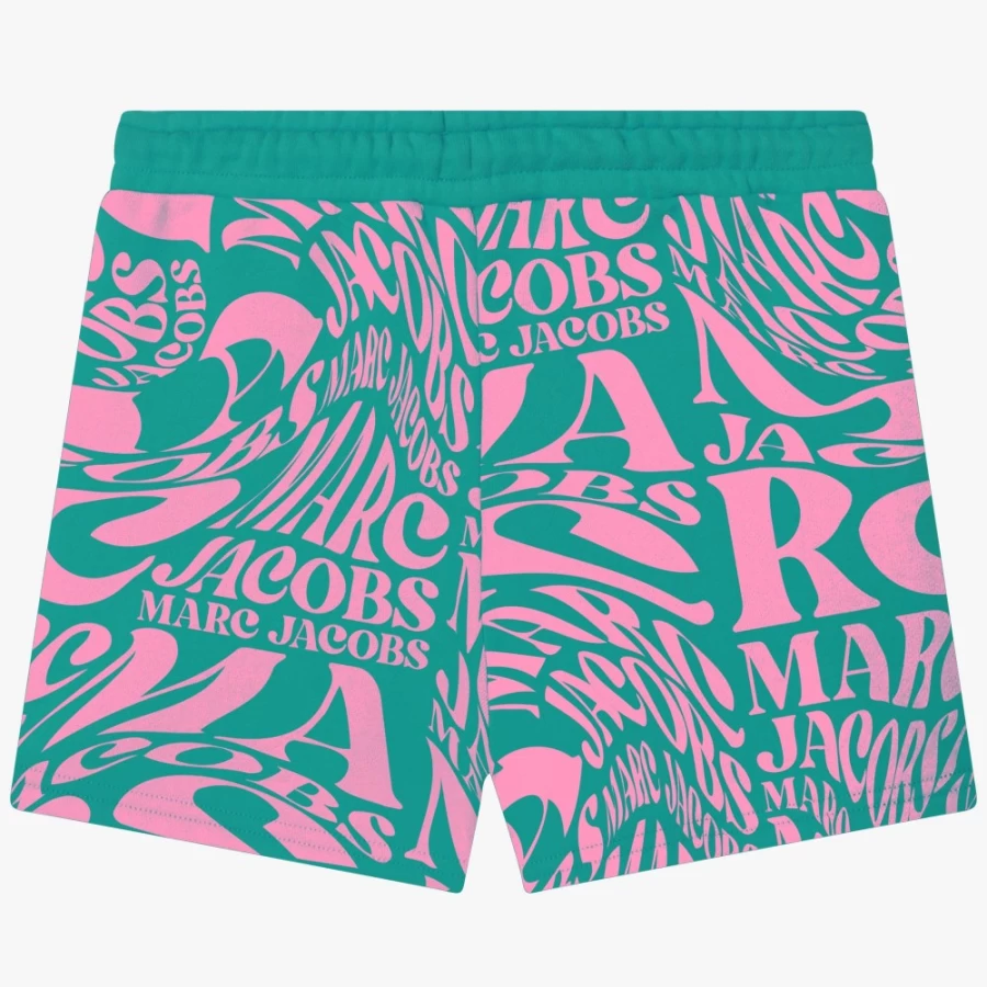 MARC JACOBS Green Two-Toned Fleece Shorts for Girls