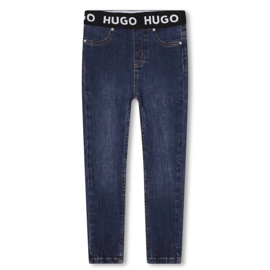 HUGO Girls Denim Blue Leggings - Stylish & Comfortable Jeans-Like Jeggings