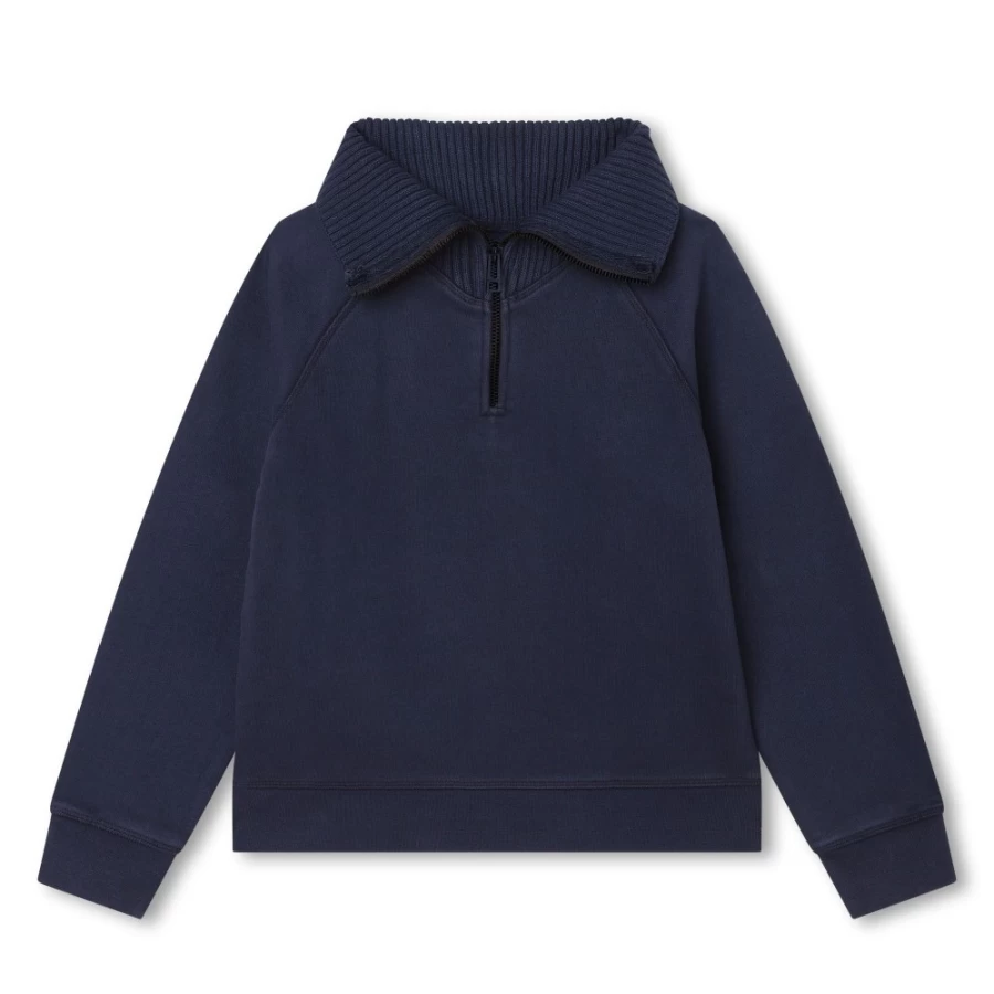 ZADIG & VOLTAIRE Navy Bi-Material Cotton Sweatshirt for Girls