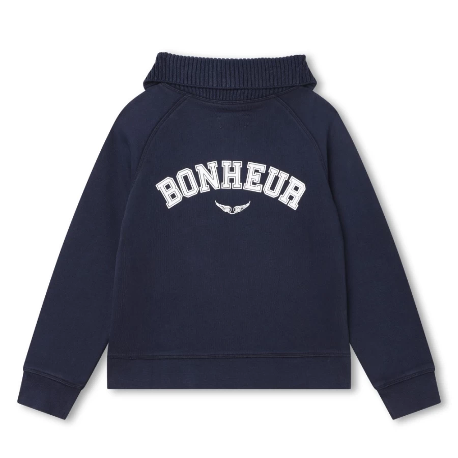 ZADIG & VOLTAIRE Navy Bi-Material Cotton Sweatshirt for Girls