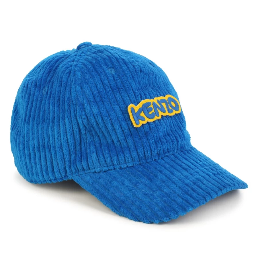 KENZO KIDS Blue Cotton Velvet Cap for Girls - Soft & Stylish Winter Hat