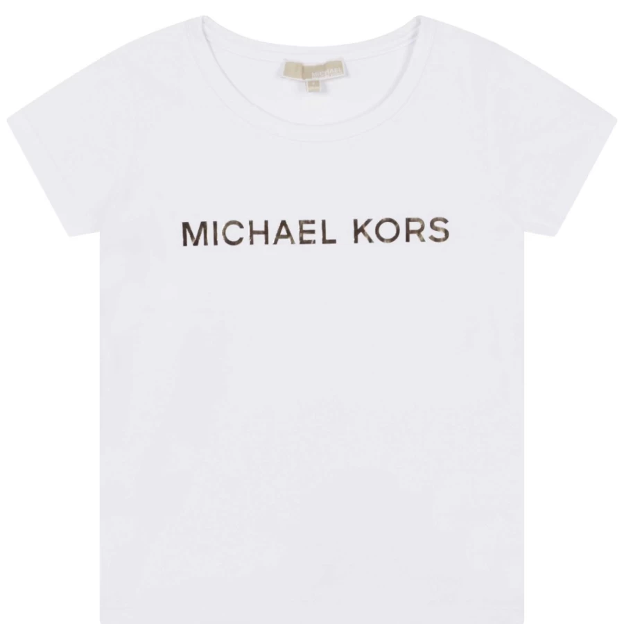 MICHAEL KORS Girls' White Cotton Short-Sleeve T-Shirt