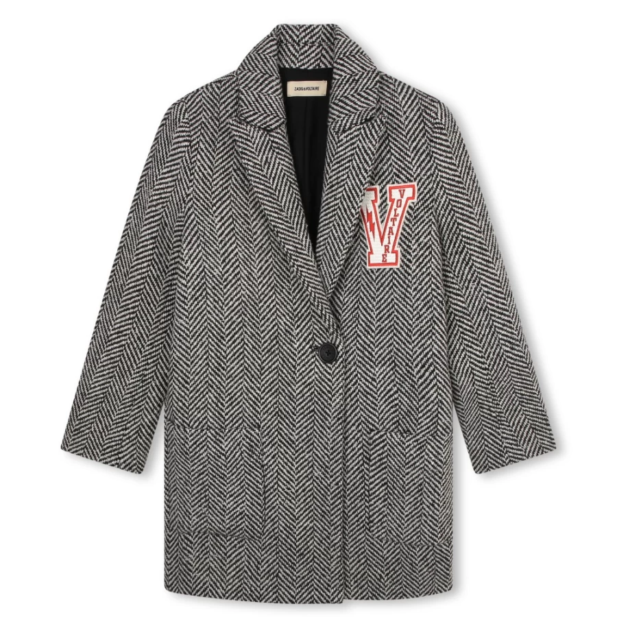 ZADIG & VOLTAIRE Black Notched-Collar Coat for Girls