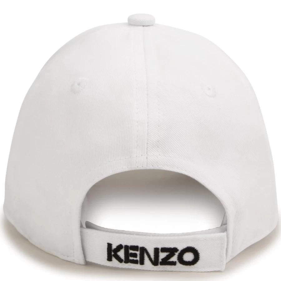 KENZO KIDS Girls' White Cotton Cap - Stylish & Comfortable Hat for Kids