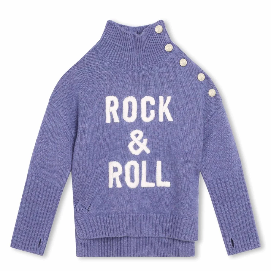 ZADIG & VOLTAIRE Black Turtleneck Button Jumper for Girls