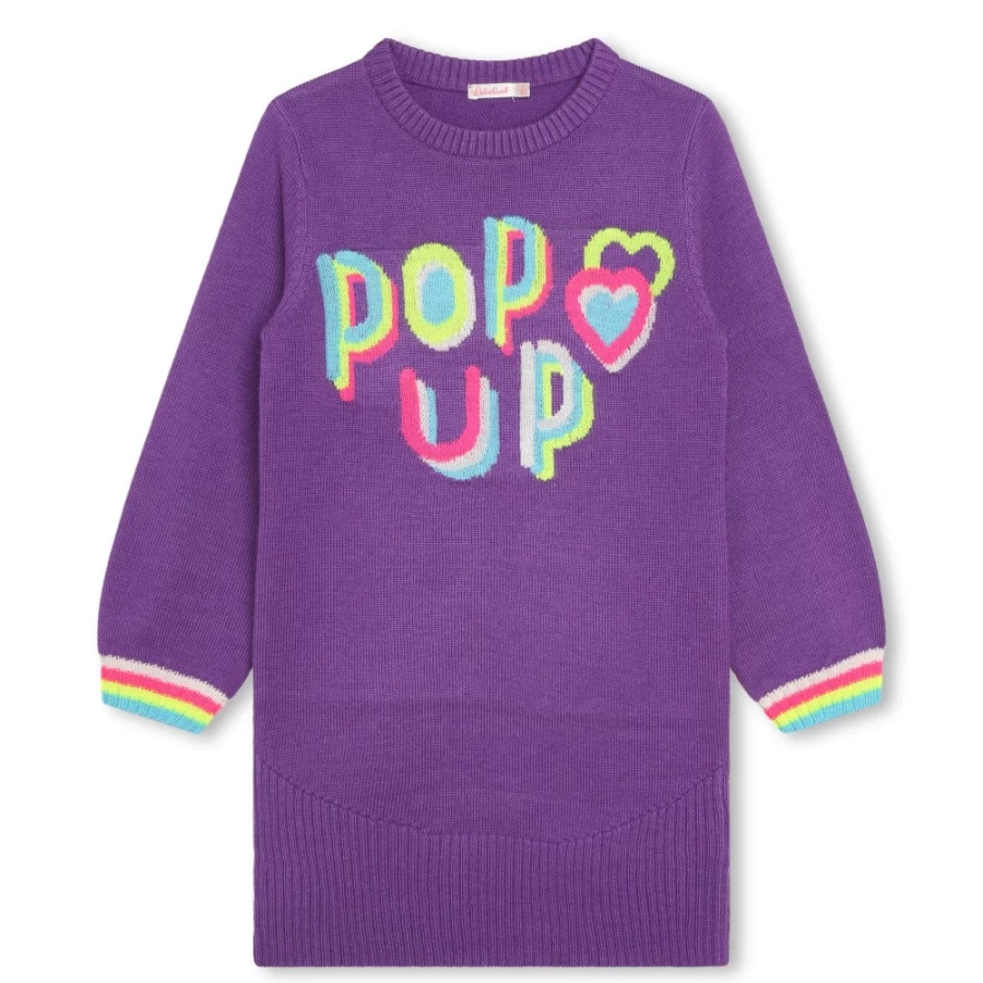 BILLIEBLUSH Purple Jumper Dress for Girls - Multicolored Knit Style