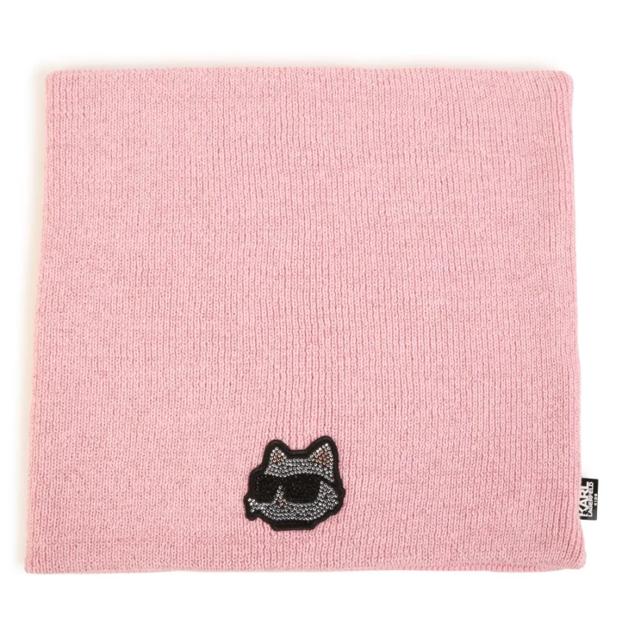KARL LAGERFELD KIDS Girls Pink Washed Rhinestone Snood Scarf for Women & Teens Fashion Accessory