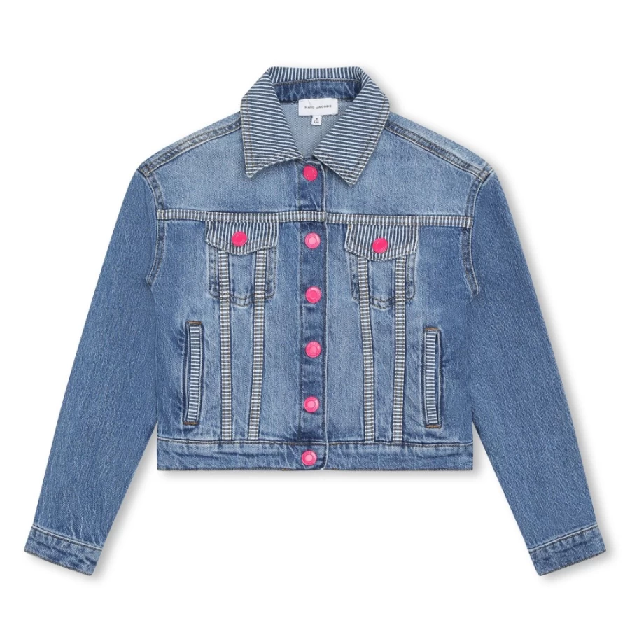 MARC JACOBS Denim Blue Striped Jacket for Girls