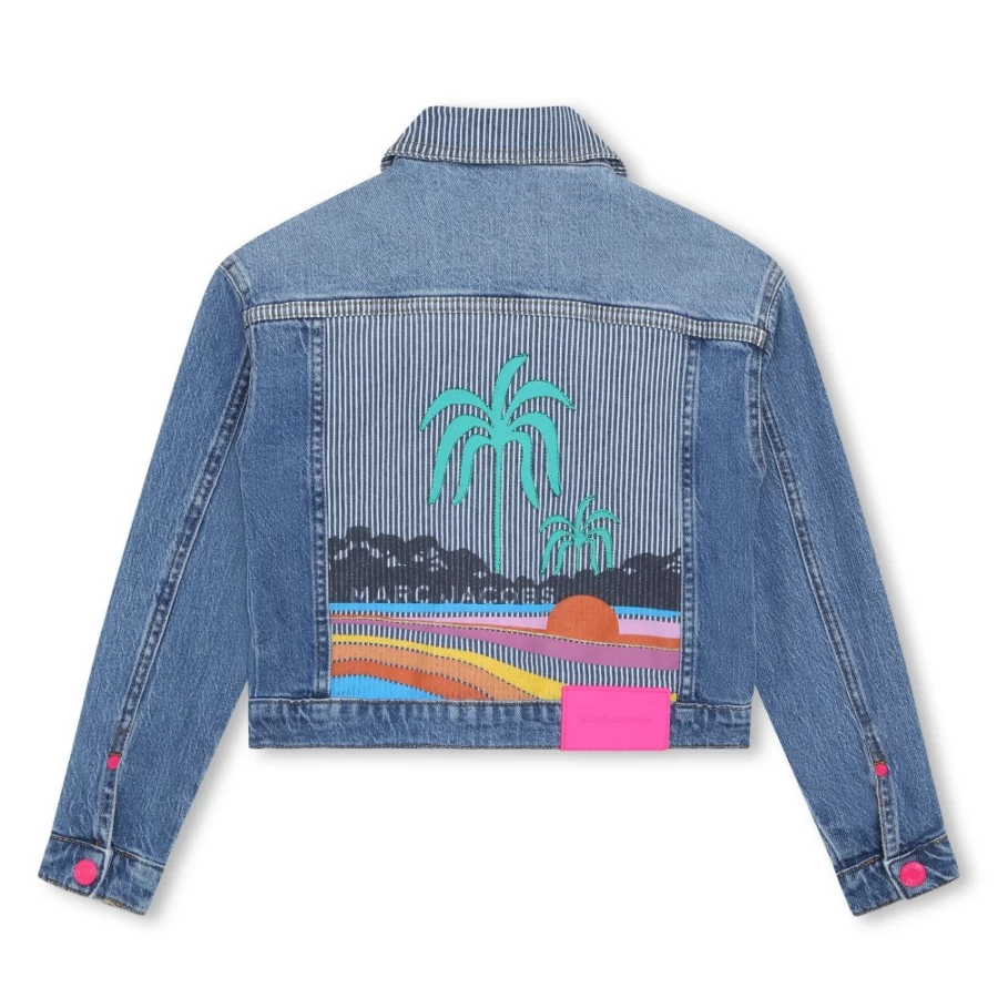MARC JACOBS Denim Blue Striped Jacket for Girls