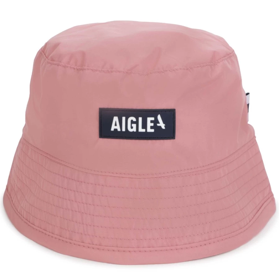 AIGLE Girls' Pink Plain Sun Hat With Label - Stylish & Comfortable Summer Hat for Kids