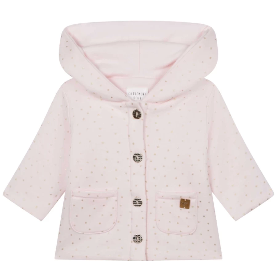 CARREMENT BEAU Girls Rose Gold Hooded Lined Jacket for Winter Warmth