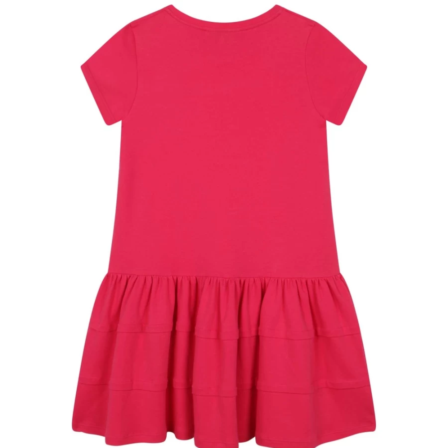 LANVIN Girls' Fuschia Short-Sleeved Cotton Dress