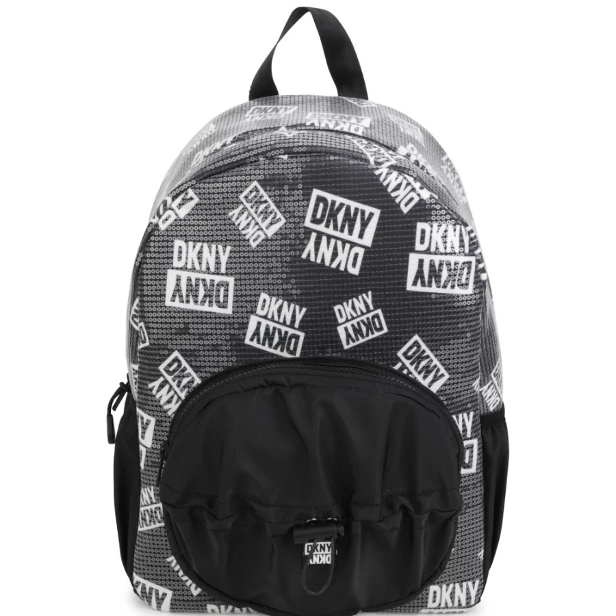 DKNY Girls' Black & White Canvas Backpack for School & Travel