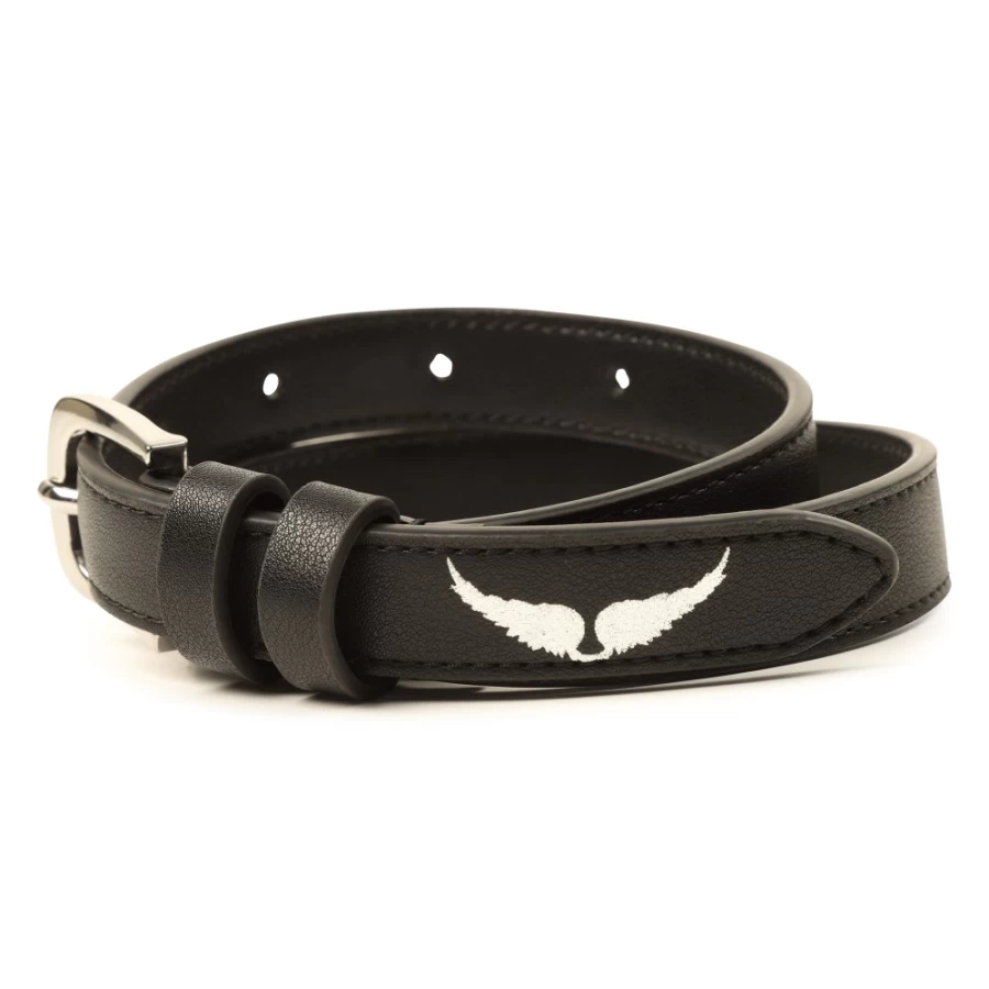 ZADIG & VOLTAIRE Black Coated Canvas Belt for Girls - Stylish and Durable Fashion Accessory