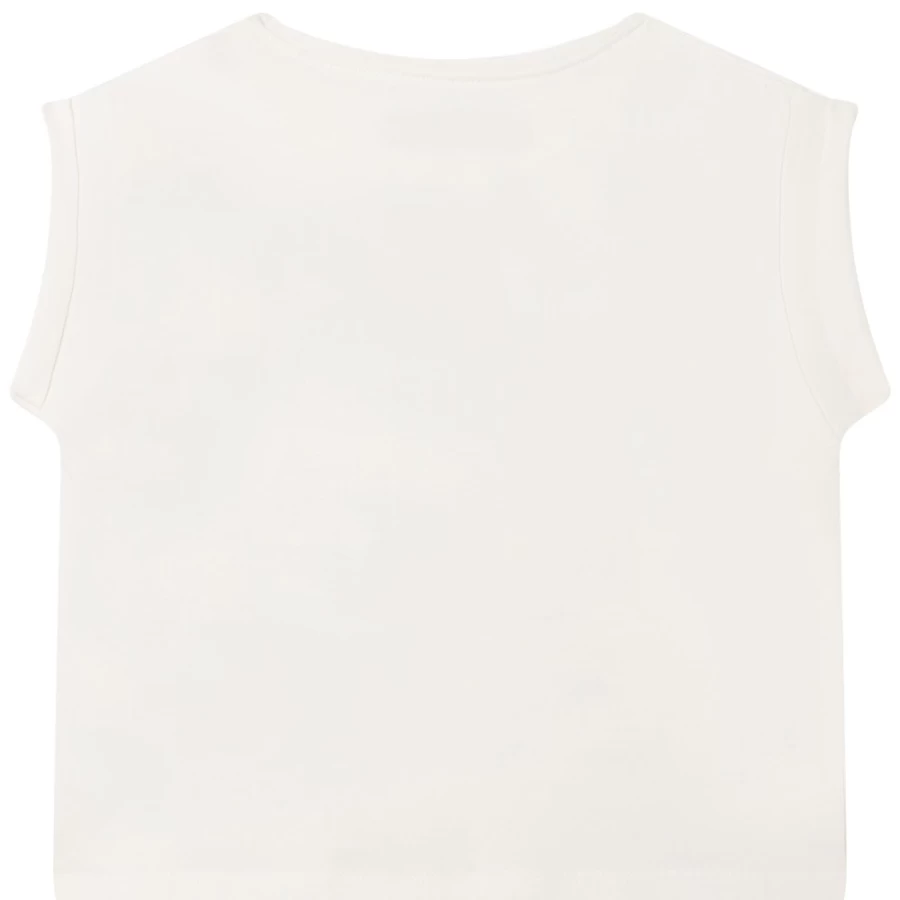 ZADIG & VOLTAIRE Girls Ivory Rhinestone & Print Embellished T-Shirt