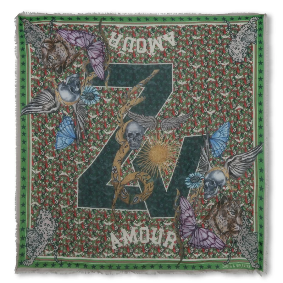 ZADIG & VOLTAIRE Khaki Logo Print Scarf for Girls - Stylish Fashion Accessory