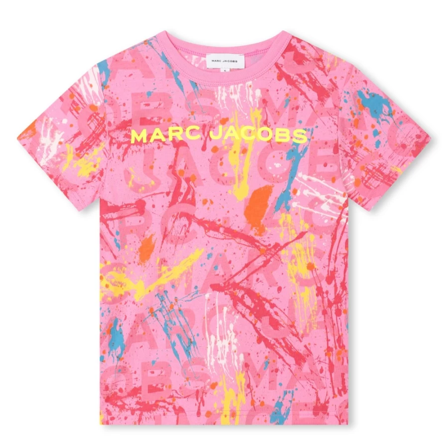 MARC JACOBS Girls' Apricot Short-Sleeve Cotton T-Shirt for Kids