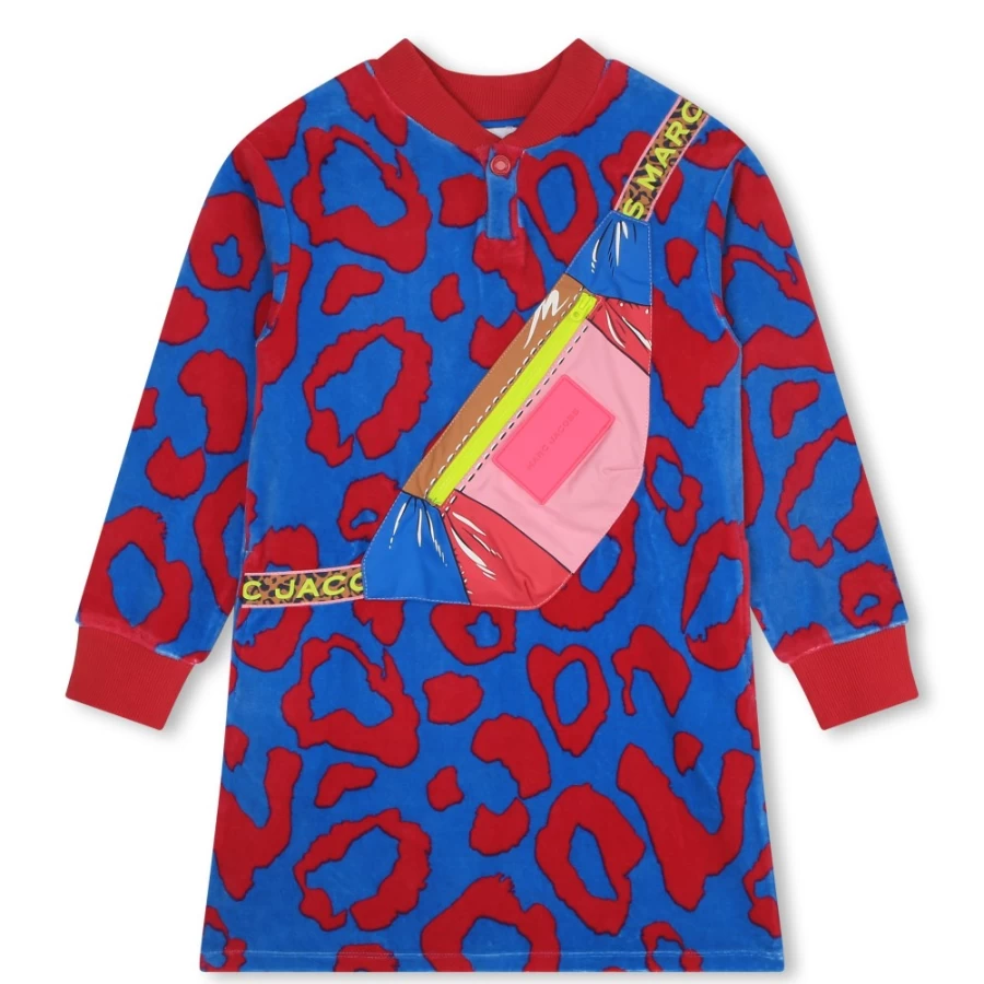 MARC JACOBS Girls Fuschia Velvet Leopard-Print Dress