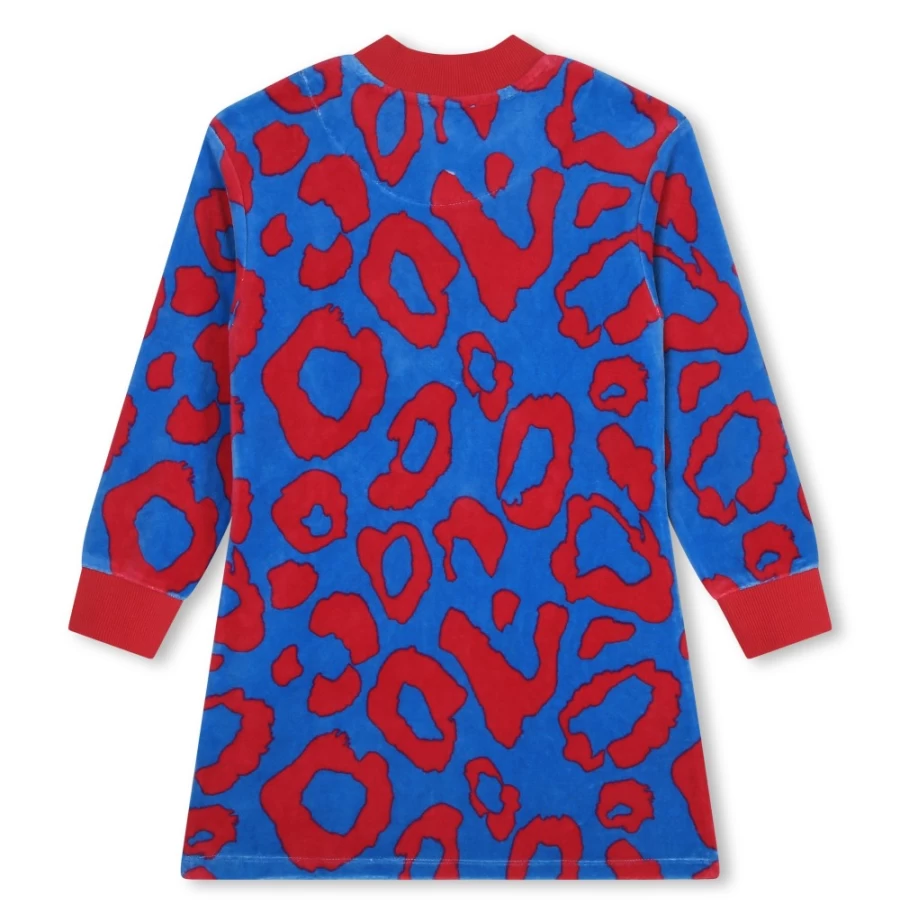 MARC JACOBS Girls Fuschia Velvet Leopard-Print Dress