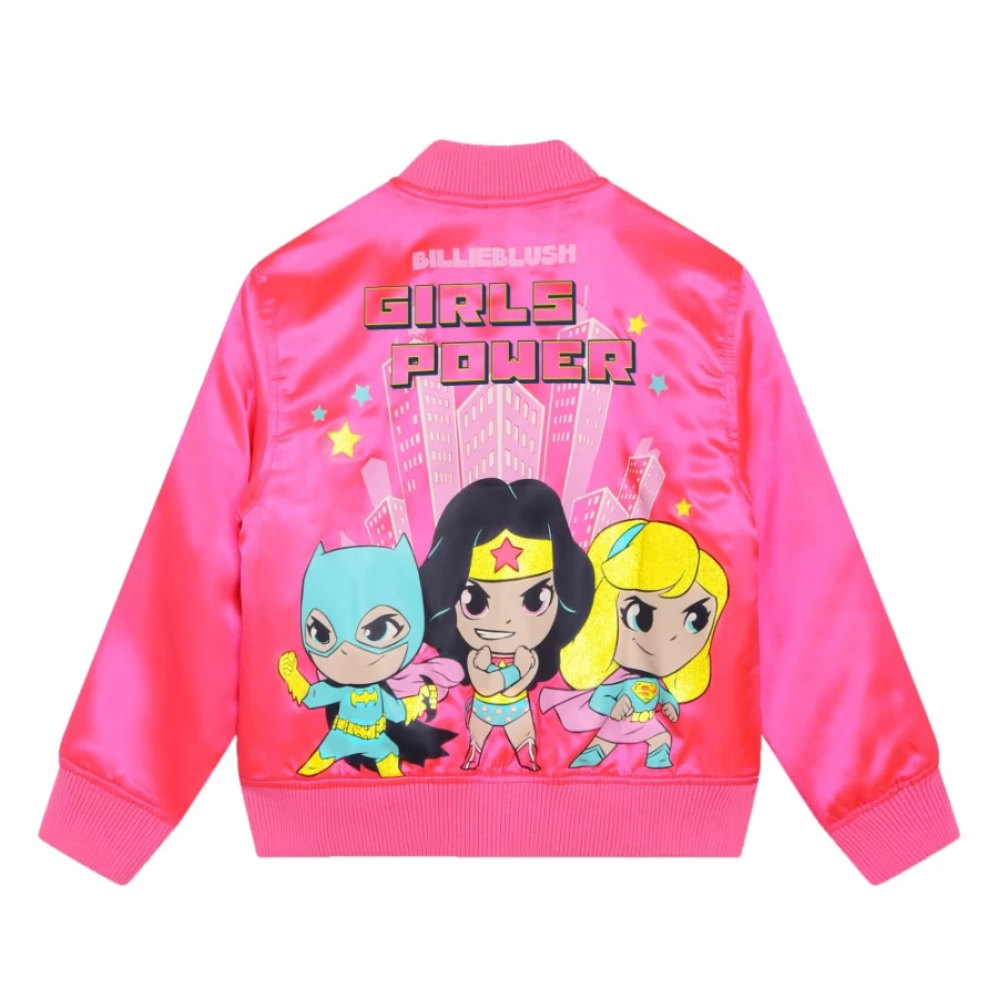 BILLIEBLUSH Pink Bomber Jacket for Girls - Stylish Novelty Outerwear