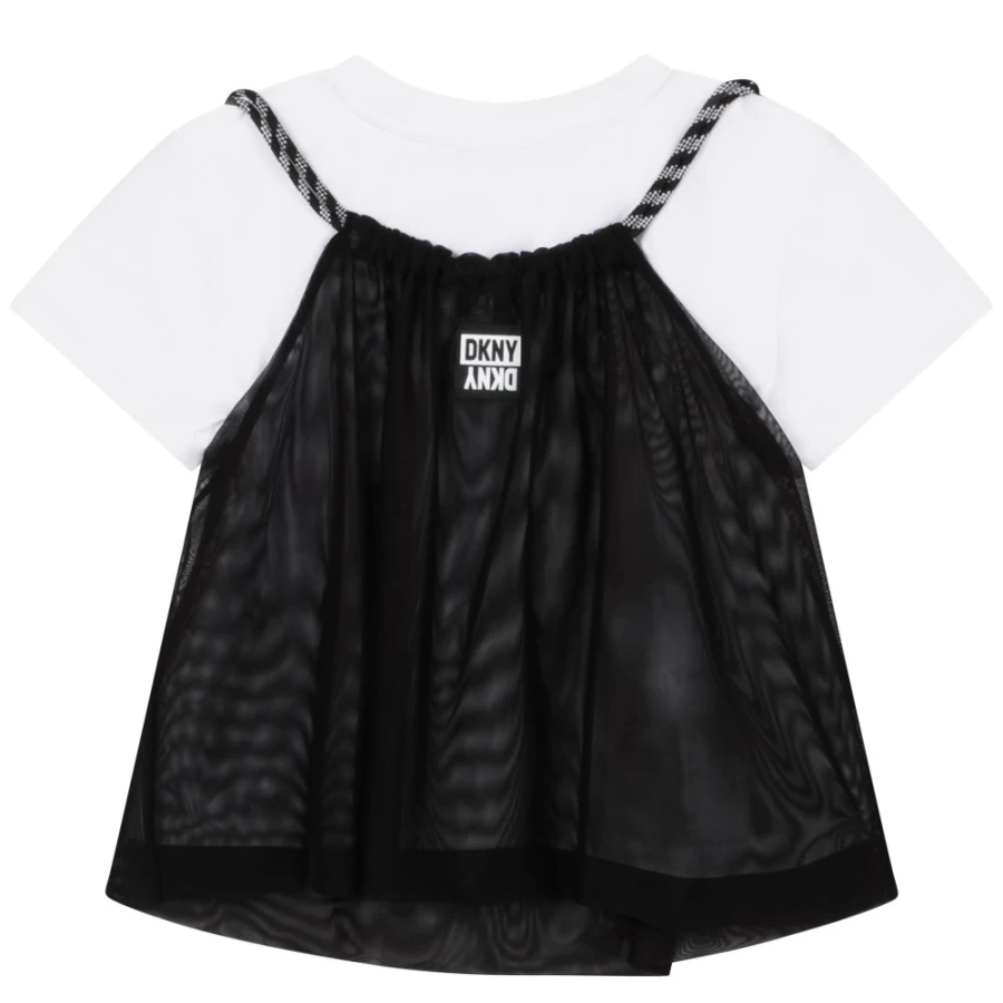 DKNY Girls' Black 2-In-1 T-Shirt | Stylish & Comfortable Dual-Layer Top